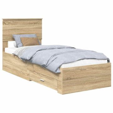 Vidaxl Konstrukcija postelje Sonoma hrast in srebrna 75 x 190 cm