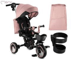 MoMi IVI 3v1 otroški voziček / kolo / tricikel, nastavljiv, zložljiv, črno-roza