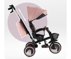 MoMi IVI 3v1 otroški voziček / kolo / tricikel, nastavljiv, zložljiv, črno-roza