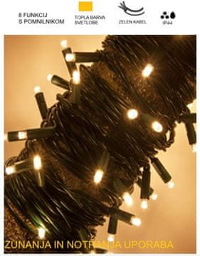 Vito LED božična veriga toplo bela 15m IP44 NATALE-4