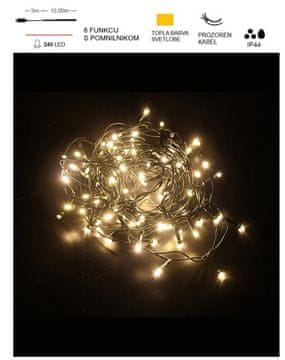Vito LED božična veriga toplo bela 10m s prozornim kablom IP44 NATALE-4