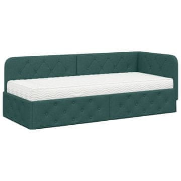 Vidaxl Kotna postelja Temno zelena 80 x 200 cm blago
