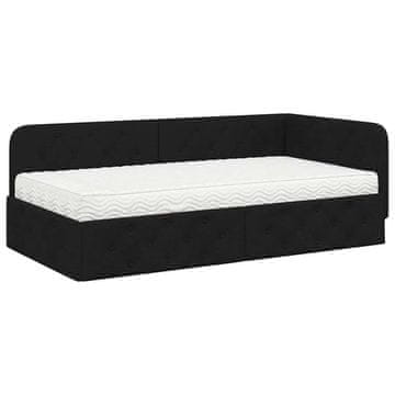 Vidaxl Kotna postelja Črna 90 x 200 cm blago