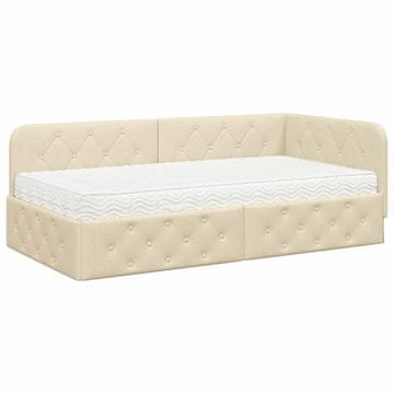 Vidaxl Kotna postelja krema 90 x 200 cm blago