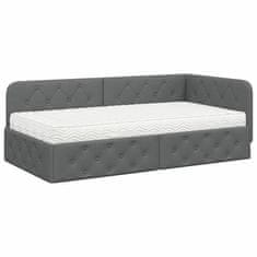 Vidaxl Kotna postelja Temno siva 90 x 190 cm blago