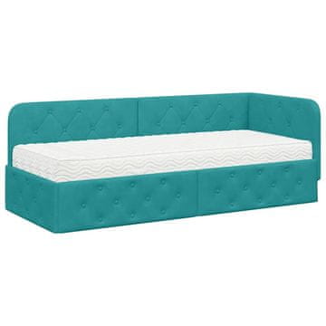 Vidaxl Kotna postelja Turkizna 80 x 200 cm Žamet