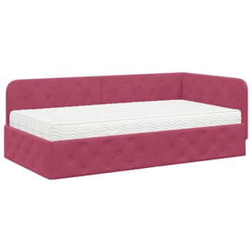 Vidaxl Kotna postelja Vinorodna rdeča 90 x 200 cm Žamet