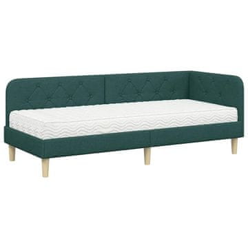 Vidaxl Kotna postelja Temno zelena 80 x 200 cm blago