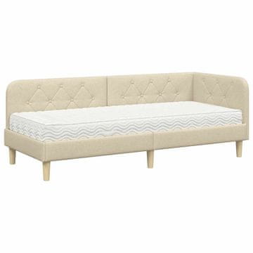 Vidaxl Kotna postelja krema 80 x 200 cm blago