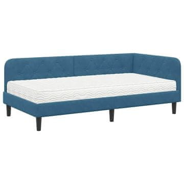Vidaxl Kotna postelja Modra 90 x 200 cm Žamet
