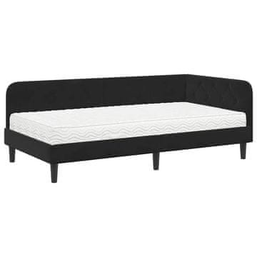 Vidaxl Kotna postelja Črna 100 x 200 cm Žamet