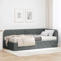 Vidaxl Kotna postelja Temno siva 90 x 190 cm blago