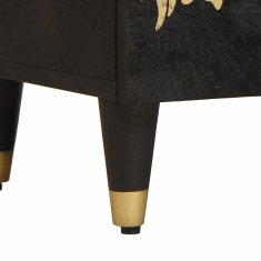 Vidaxl Strani šal s predalom Črna 40 x 33 x 75 cm Masiven les manga