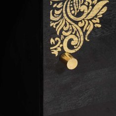 Vidaxl Strani šal s polico Črna 80 x 33 x 75 cm Masiven les manga