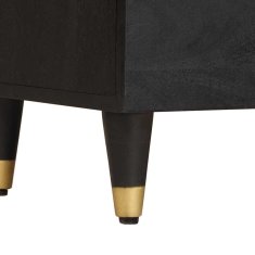 Vidaxl Strani šal s polico Črna 80 x 33 x 75 cm Masiven les manga