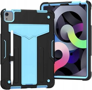 Nikcorp Oklepni ovitek za tablico iPad 10.2 z vrtljivim ročajem, stojalom in prostorom za pisalo, črno-moder