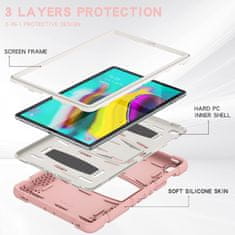 Nikcorp Vzdržljiv roza etui za iPad Pro 12.9, odporen na udarce, s 3-slojno zaščito in vgrajenim stojalom za tablico