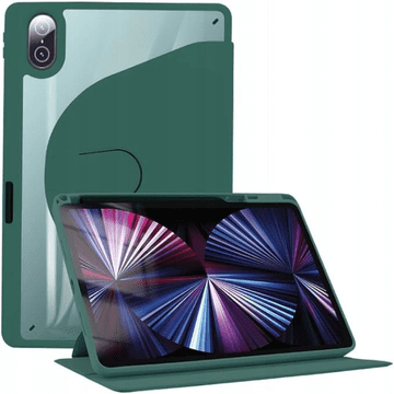 Nikcorp Oklepni ovitek za iPad Air 4/5 10.9 z vrtljivim stojalom 360°, držalom za pisalo in prozornim hrbtiščem, zelen