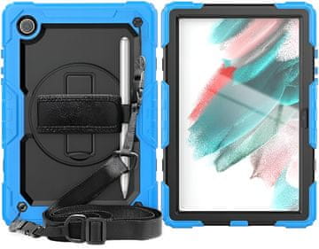 Nikcorp Oklepni ovitek za Samsung Galaxy Tab A8 10.5 (SM-X200) z vrtljivim stojalom in ročajem, odporen na udarce, moder