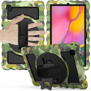 Nikcorp Vzdržljiv zaščitni etui za Samsung Tab 10.4 z vrtljivim stojalom, ročajem in naramnim pasom, moro vzorec