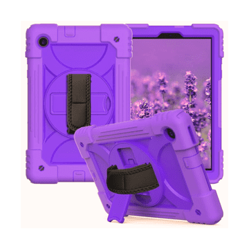 Nikcorp Oklepni etui za Samsung Galaxy Tab A7 10.4, 360° vrtljivo stojalo, ročaj in pašček za čez ramo, vijoličen