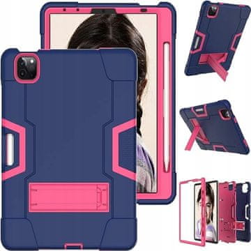 Nikcorp Ovitek za iPad Pro 12.9 (2018-2021) s stojalom in držalom za pisalo | Zaščitni etui mornarsko modro-roza