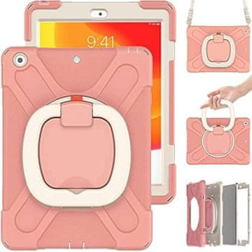 Nikcorp Zaščitni ovitek za iPad 10.2 (2019-2021) s 360° vrtljivim stojalom in snemljivim naramnim pasom, roza barve