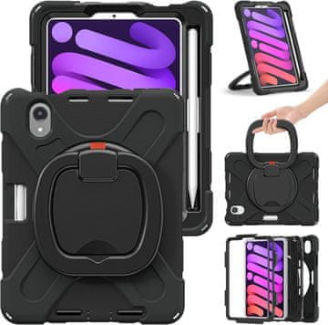 shumee Ovitek za iPad Mini 6 8,3 palcev z vrtljivim stojalom in držalom za pisalo, črn