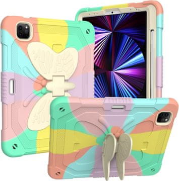 Nikcorp Oklepni zaščitni ovitek za iPad Air 4/5 10.9 z vrtljivim stojalom in naramnim trakom, večbarven, odporen na udarce