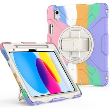 Nikcorp Vzdržljiv zaščitni etui za iPad Air 5/4 z vrtljivim stojalom, ročajem in prostorom za pisalo, barvit