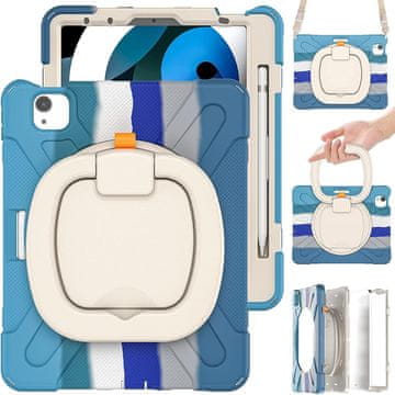 Nikcorp Vzdržljiv zaščitni etui za iPad Pro 11" z vrtljivim stojalom, ročajem in ramenskim pasom, moder