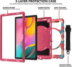 Nikcorp Vzdržljiv zaščitni etui za Samsung Galaxy Tab 8.0, 360° vrtljivo stojalo, ročaj in naramni pas, roza barva