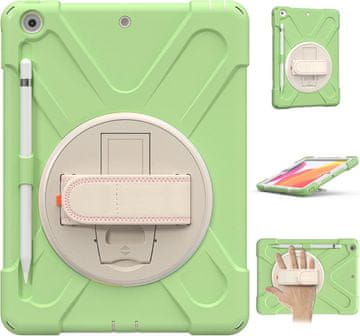 Nikcorp Vzdržljiv zaščitni etui za iPad 9.7 (2017/2018) z vrtljivim stojalom, ročajem in ramenskim pasom, zelen