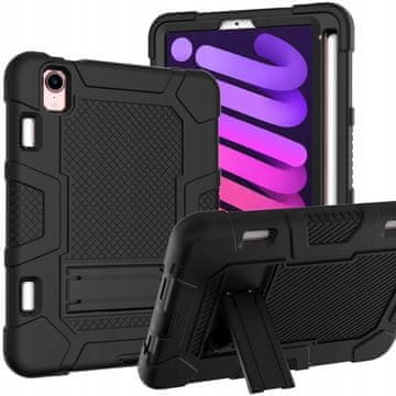 Nikcorp Oklepni etui za iPad Mini 6 (8.3") s stojalom in držalom za pisalo, trpežen ovitek za tablico, črn