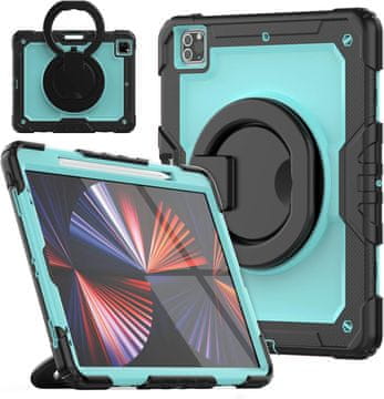 Nikcorp Vzdržljiv ovitek za iPad Mini 6 8.3" s 360° vrtljivim stojalom, držalom za pisalo in ročajem, mint barve