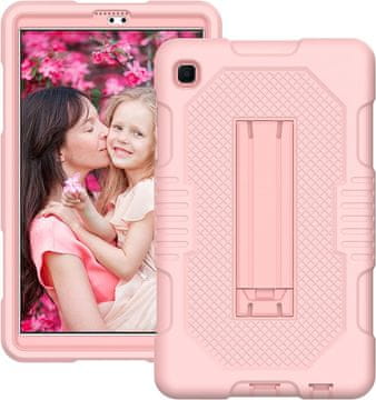 Nikcorp Oklepni etui za Samsung Galaxy Tab A 8.0 s stojalom | Trpežen ovitek za tablico, odporen na udarce in padce, roza