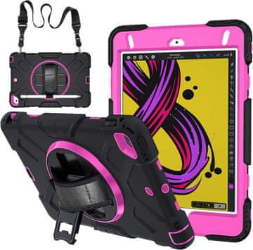 Nikcorp Oklepni ovitek za iPad Mini 5/4 (7,9") s 360° vrtljivim stojalom in ročajem, troslojna zaščita, črn