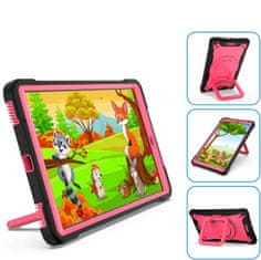 Nikcorp Vzdržljiv zaščitni ovitek za iPad 7/8 10.2" z vrtljivim stojalom, ročajem in ramenskim pasom, roza barve