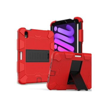 Nikcorp Vzdržljiv zaščitni etui za iPad Mini 6 8.3" s stojalom, ročajem, ramenskim pasom in prostorom za pisalo, rdeč