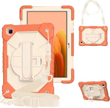 Nikcorp Vzdržljiv zaščitni etui za iPad 9/8 10.2, 360° vrtljivo stojalo, ročaj in ramenski pas, oranžen