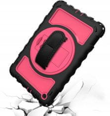 Nikcorp Vzdržljiv zaščitni ovitek za iPad 9.7 (6/5 gen) z vrtljivim stojalom, ročajem in ramenskim pasom, roza barve