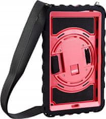 Nikcorp Vzdržljiv zaščitni ovitek za iPad 9.7 (6/5 gen) z vrtljivim stojalom, ročajem in ramenskim pasom, roza barve