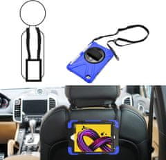 Nikcorp Vzdržljiv zaščitni ovitek za iPad Mini 4/5, 360° vrtljivo stojalo, ročaj in ramenski pas, moder