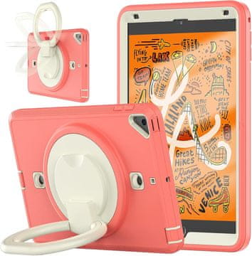 Nikcorp Oklepni etui za iPad Mini 5/4 7.9" s 360° vrtljivim stojalom in ročajem, troslojna zaščita, roza barva