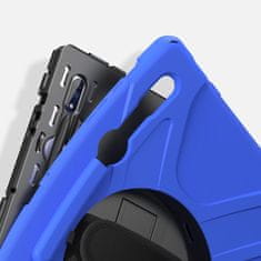 Nikcorp Vzdržljiv zaščitni ovitek za Samsung Galaxy Tab S8/S7 Plus, 360° vrtljivo stojalo, ročaj in ramenski pas, moder
