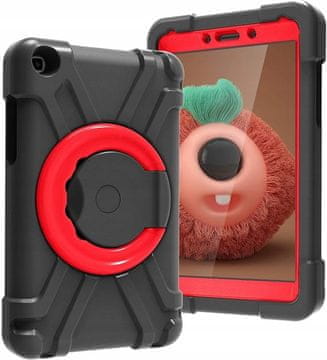 Nikcorp Oklepni etui za Samsung Galaxy Tab A 8.0" s 360° vrtljivim stojalom in ročajem, troslojna zaščita, črn