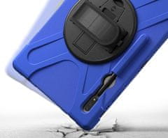 Nikcorp Vzdržljiv zaščitni ovitek za Samsung Galaxy Tab S8/S7 Plus, 360° vrtljivo stojalo, ročaj in ramenski pas, moder