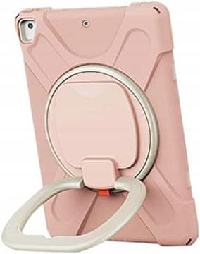 Nikcorp Vzdržljiv zaščitni etui za iPad 6/Air 2 z vrtljivim stojalom, ročajem in ramenskim pasom, roza barve