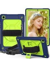 Nikcorp Vzdržljiv zaščitni ovitek za Samsung Galaxy Tab A7 10.4 z vrtljivim stojalom, ročajem in ramenskim pasom, zelen