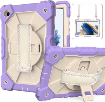 Nikcorp Vzdržljiv zaščitni etui za iPad 10.2 (9/8/7 gen) z vrtljivim stojalom, ročajem in ramenskim pasom, vijoličen